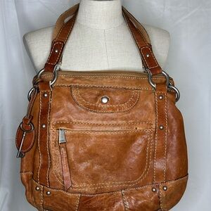 Fossil Tan Leather Shoulder Bag
